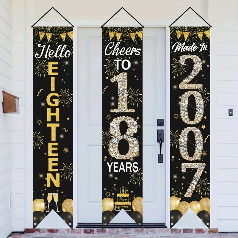 Party Banner Gold - Zestaw banerów na drzwi z okazji
