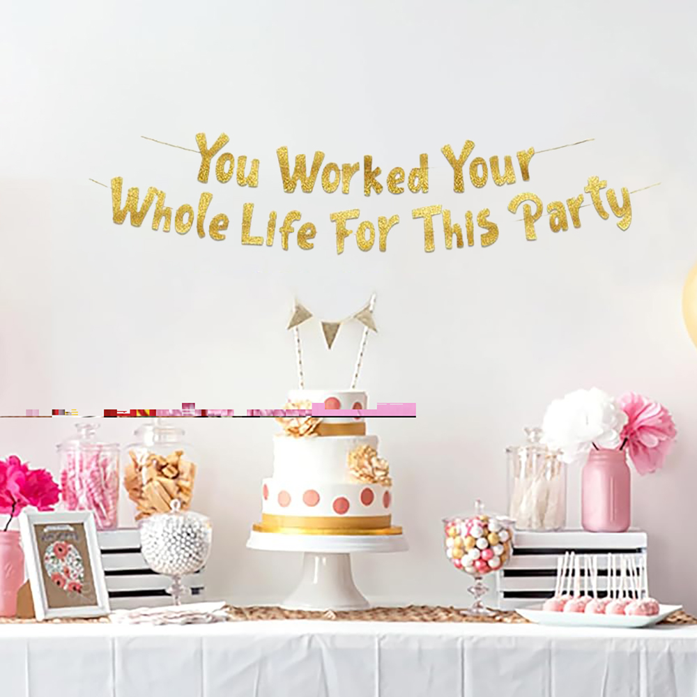 Party Banner Gold - Dekoracje na przyjęcie z okazji emerytalizacji