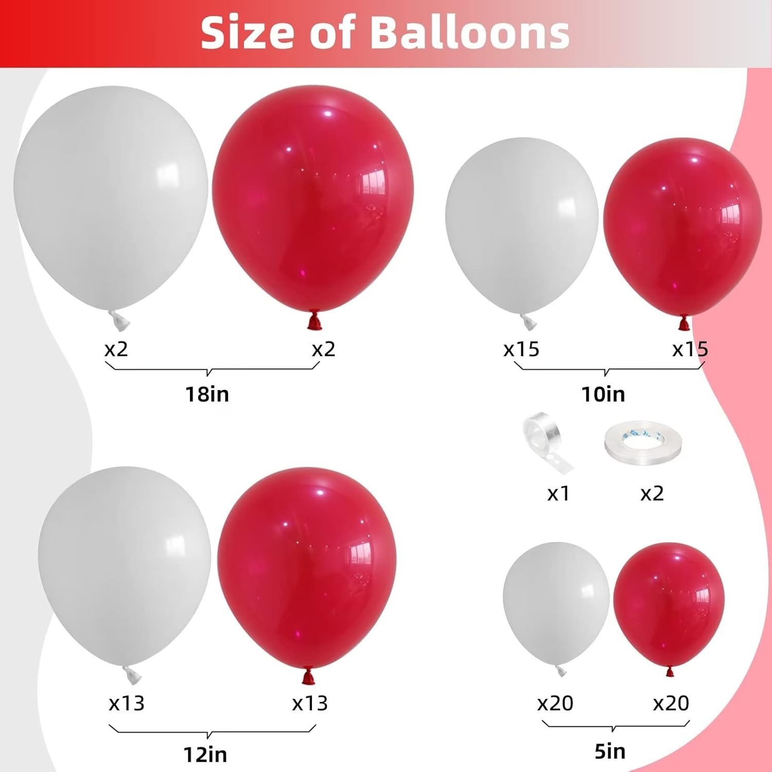 100 szt. czerwono-białych balo – Balloon Arch Kit recenzja i cena